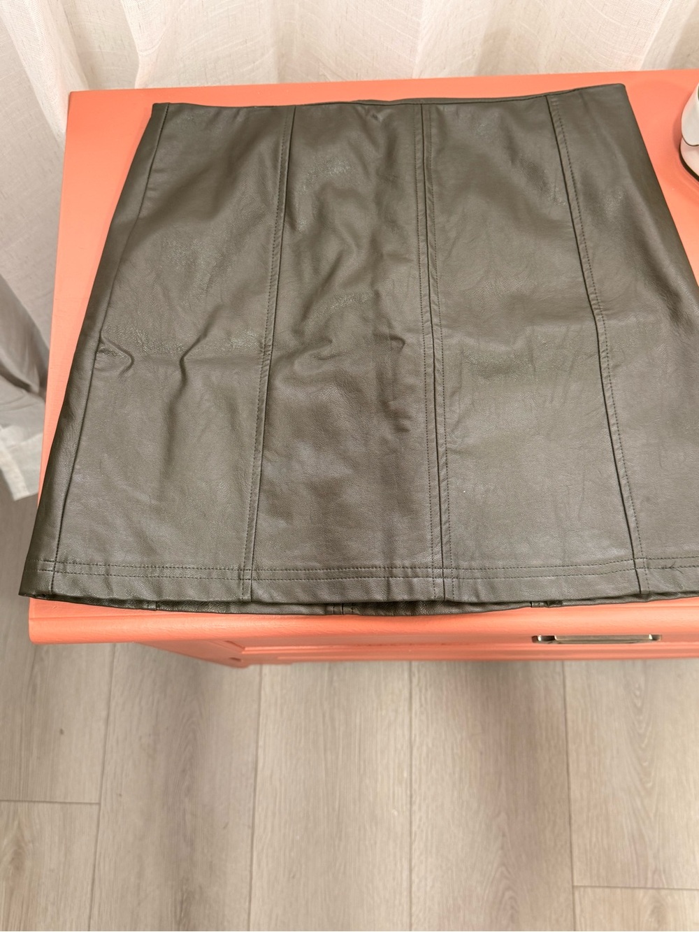 Alya Dark Olive Faux Leather Mini Skirt